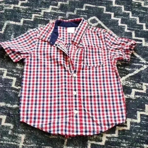 Boys Patriotic Short Sleeve Button Down 5T C2‎ - Picture 1 of 3